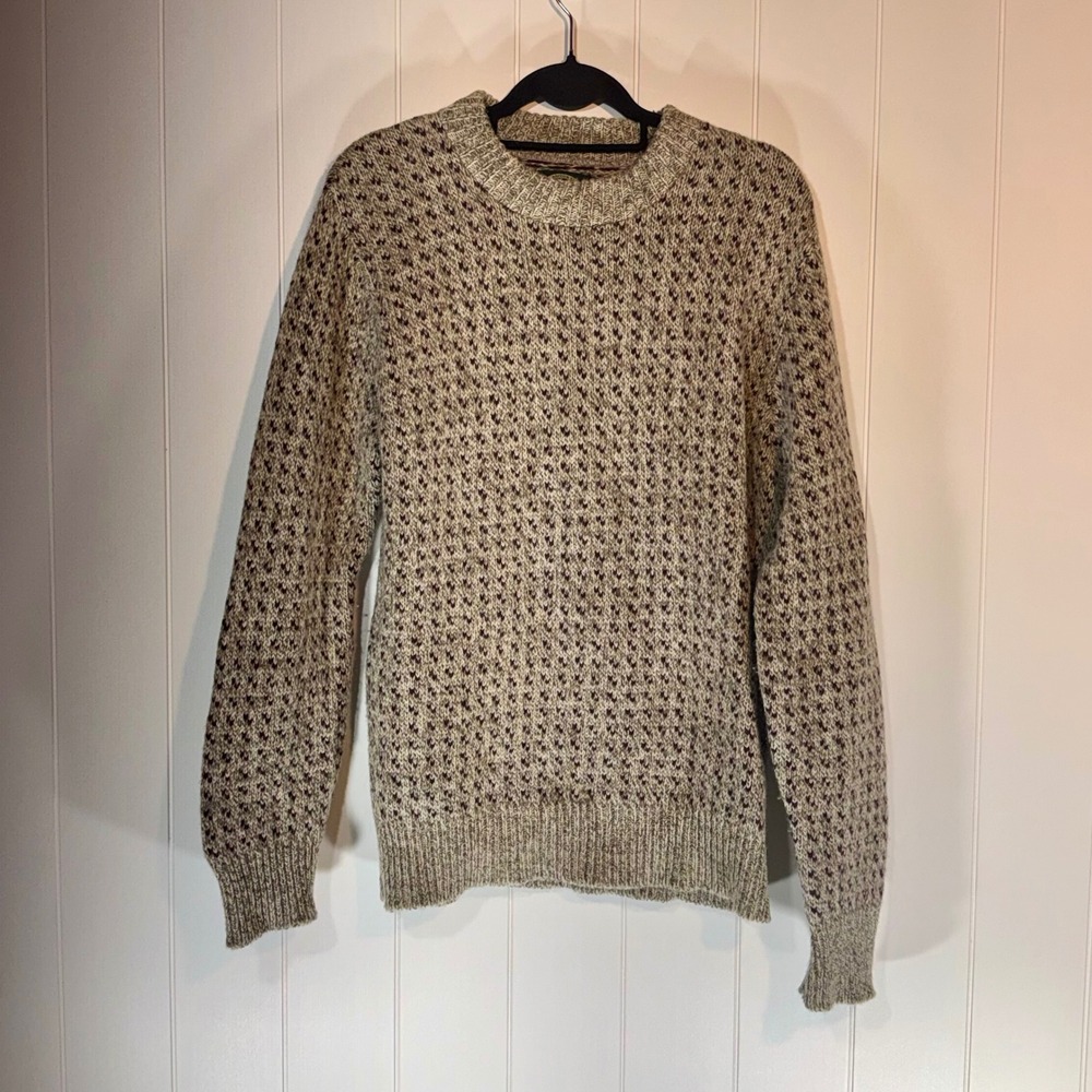 Vintage Alps Rugged Outdoors Birds Eye Knit Crewneck Sweater Mens Large Oatmeal